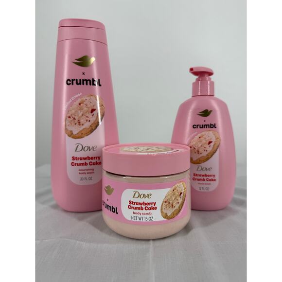 NEW-Limited Edition Dove x Crumbl Strawberry Crumb Cake Pack - Picture 1 of 4